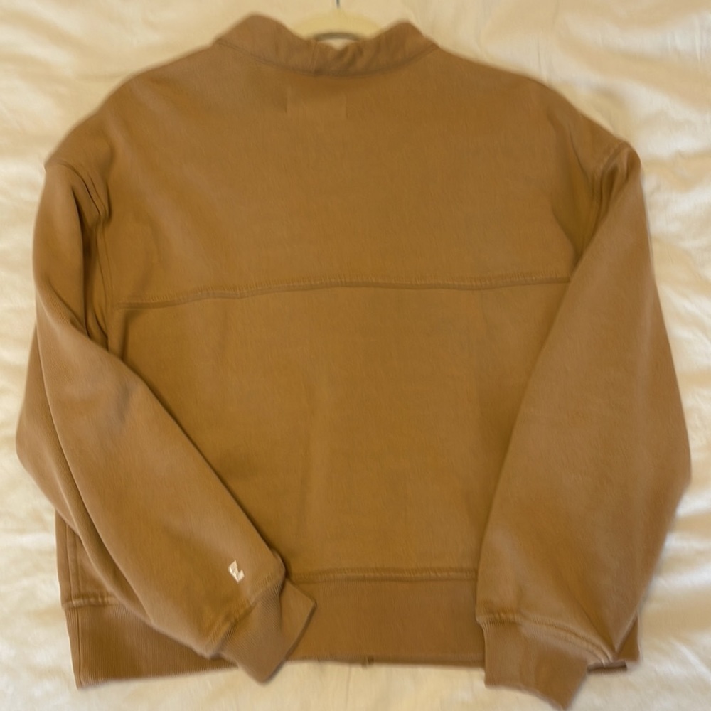 Everlane Brown Button-Front Cotton Sweatshirt Cardigan - Picture 3 of 6